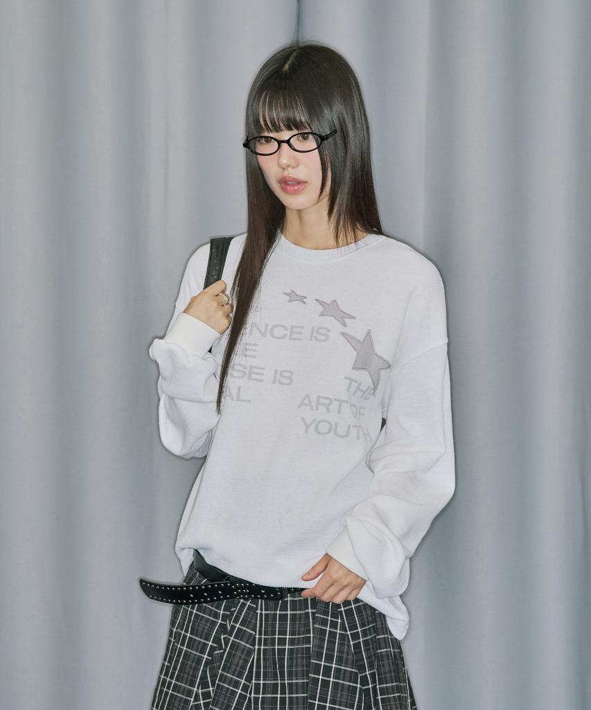 ODDSTUDIO Star Applique Waffle Long Sleeve - Off White