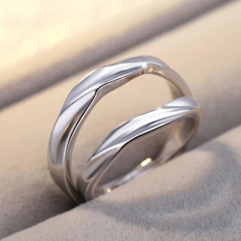 Fashion Exquisite Silver Color Pair Rings for Women Men Adjustable Couple Engagement Wedding Gift Jewelry Accessoires