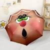 Gingerbread Face Expressions Automatic Umbrella Sturdy 8 Rib Shaft Durable Plastic Iron Travel Essential Outdoor Accessory