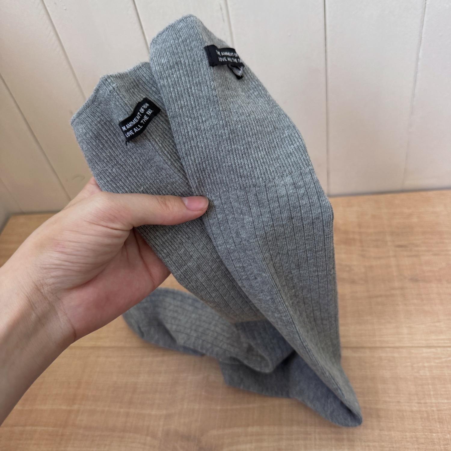 

Осенне-зимние гольфы до икры с надписью, повседневные однотонные махровые носки из аэробного хлопка 1 pair серый