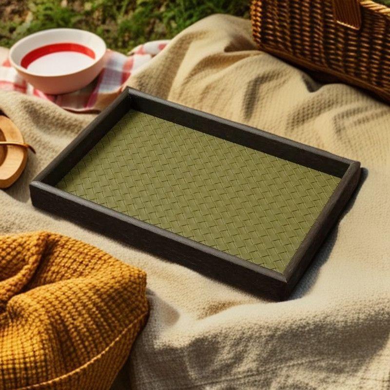 

Vintage Green Wooden Leather Tray, Luxury Accessory Storage,Exquisite Modern and Simple Desktop Display Trays,Home Decorations 20x30cm зелёный