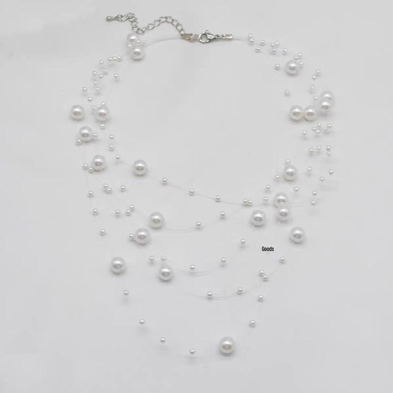 Elegante mehrlagige Perlen-Schlüsselbeinkette - Leichter Luxus & Frischer Modeschmuck