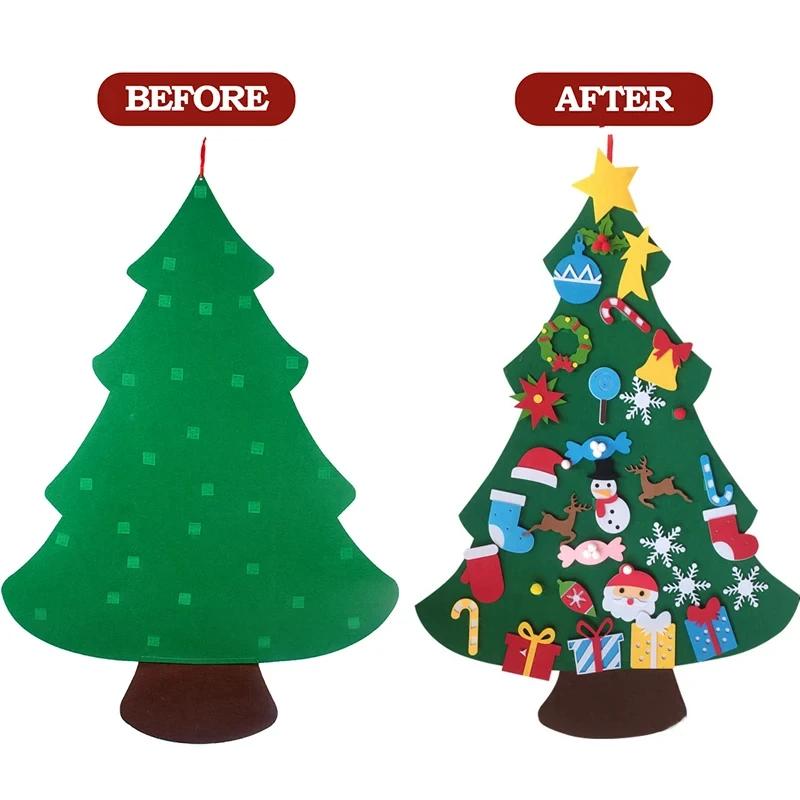 For Kids DIY Montessori Wall Felt Christmas Tree for Children Baby Toys Toddlers Busy Board Xmas Tree Ornament Decorations