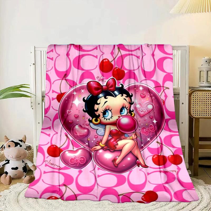 laday In Red Dress Blanket Flannel Blanket for bed, sofa, Camping, Hiking, Picnic Essentials, gift for family Fan gifts