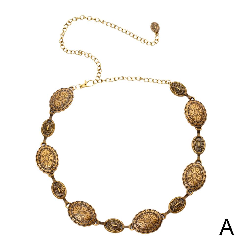 Elegant Cowgirl Chain Belt for Women - Concho Detail, Adjustable Size, Perfect for Western, Casual, and Dressy Outfits