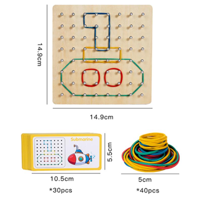 Montessori Wooden Large Safe Mushroom Nail Board Intelligent Puzzle Game Color Matching Sorting Educational Toys for Children