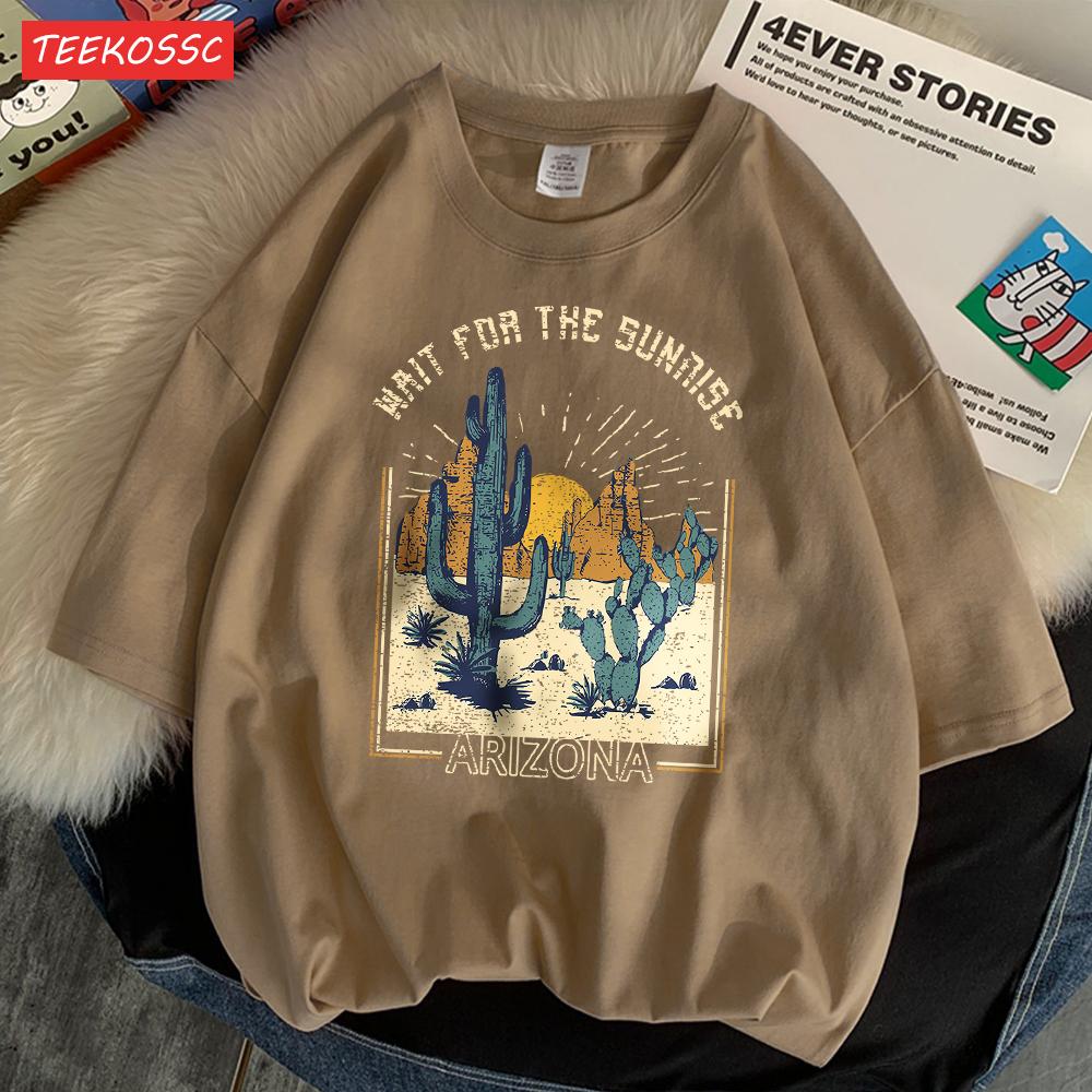 

Футболка с принтом Жди восхода солнца Женская одежда Универсальная футболка с индивидуальностью Крутые милые футболки Оверсайз Энергичная с коротким рукавом M