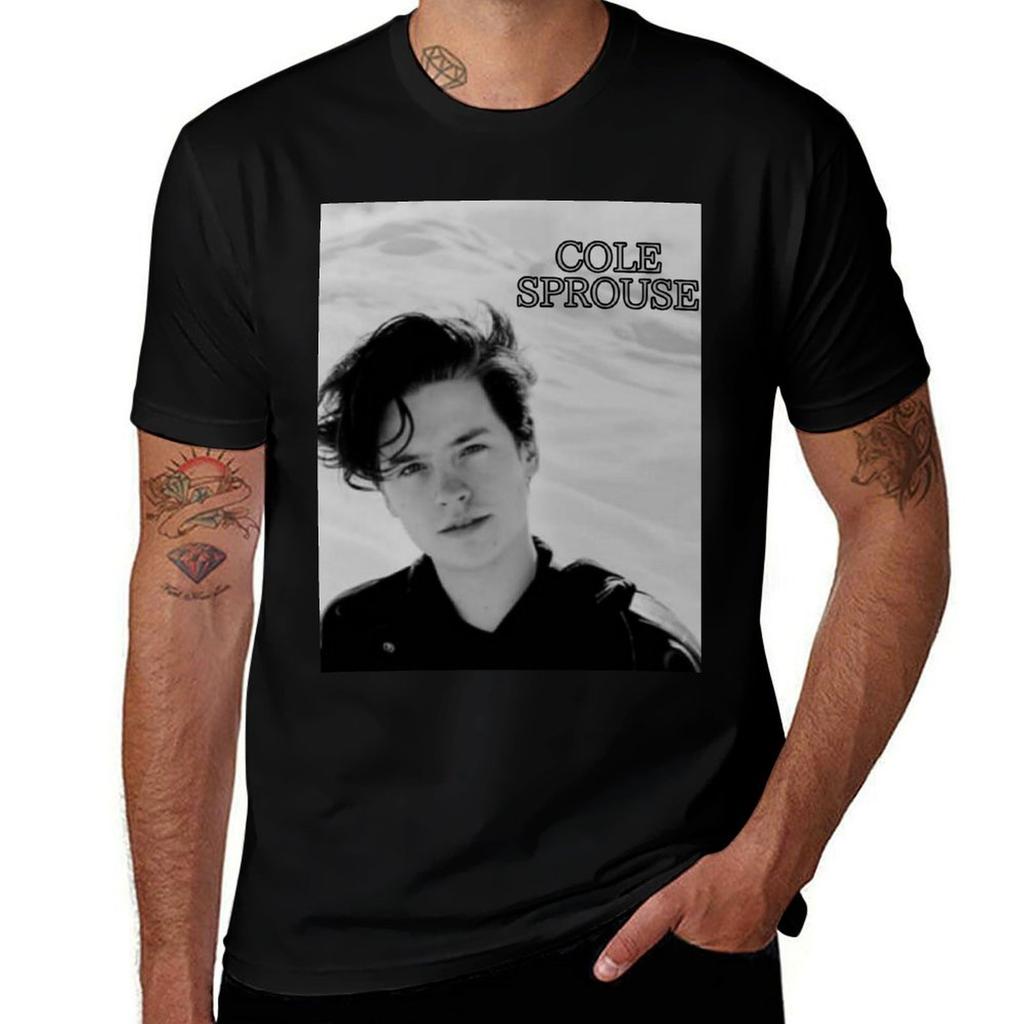 Cole Sprouse in Black and White 2 T-Shirt Active Wear Sports T-Shirt for Men