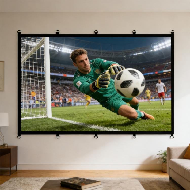16:9 D Rings Projectors Screen With Enhances Clarities Polyester Material For Cinema And Gaming