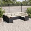 VidaXL Garden Lounge Set with Cushions 9 Pcs, Patio Sofas, Patio Furniture Set, Outdoor Furniture, Black 3226273