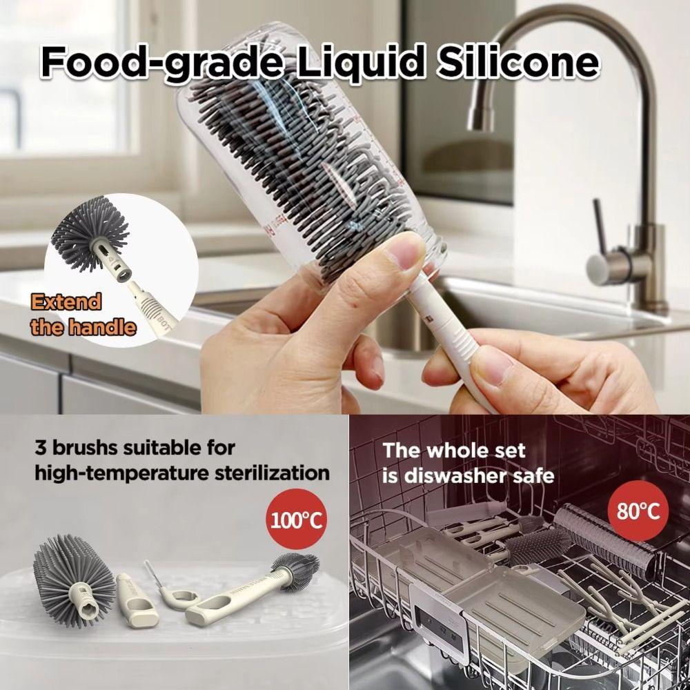 6 In 1 Set Bottle Cleaner Kit Compact Design Baby Bottle Brush Set Bottle Drying Rack  Baby Travel