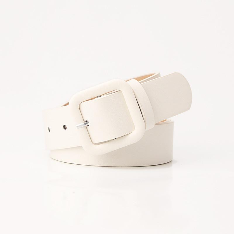 Elegant Ladies Faux Leather Belt With Geometric Buckle For Chic Sophisticated Look