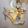 2026 Neue Schlanke Absatzschuhe mit Diamant-Quadratischer Zehenpartie Sandalen für Damen im Sommer Neuer Feen-Stil Offene Zehenpartie Sexy Hohe Absätze