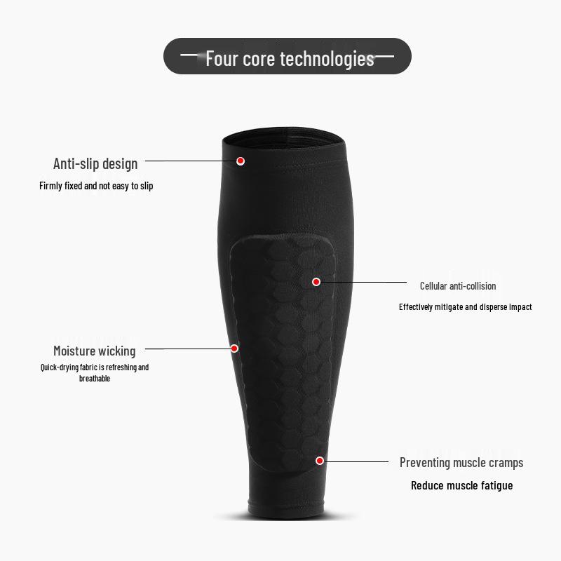 Zewnętrzne Antykolizyjne Rękawy na Golenie i Łydki o Strukturze Plastra Miodu - Ochrona do Biegania i Piłki Nożnej