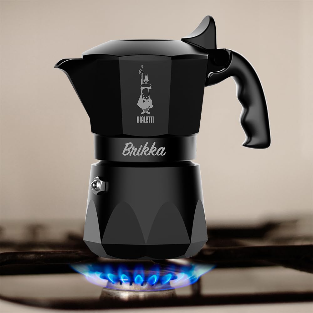 Limited BIALETTI Brikka Black 2 Cup Direct Fire Type Maker Espresso Maker [Japan Color] (Coffee Macchinetta)