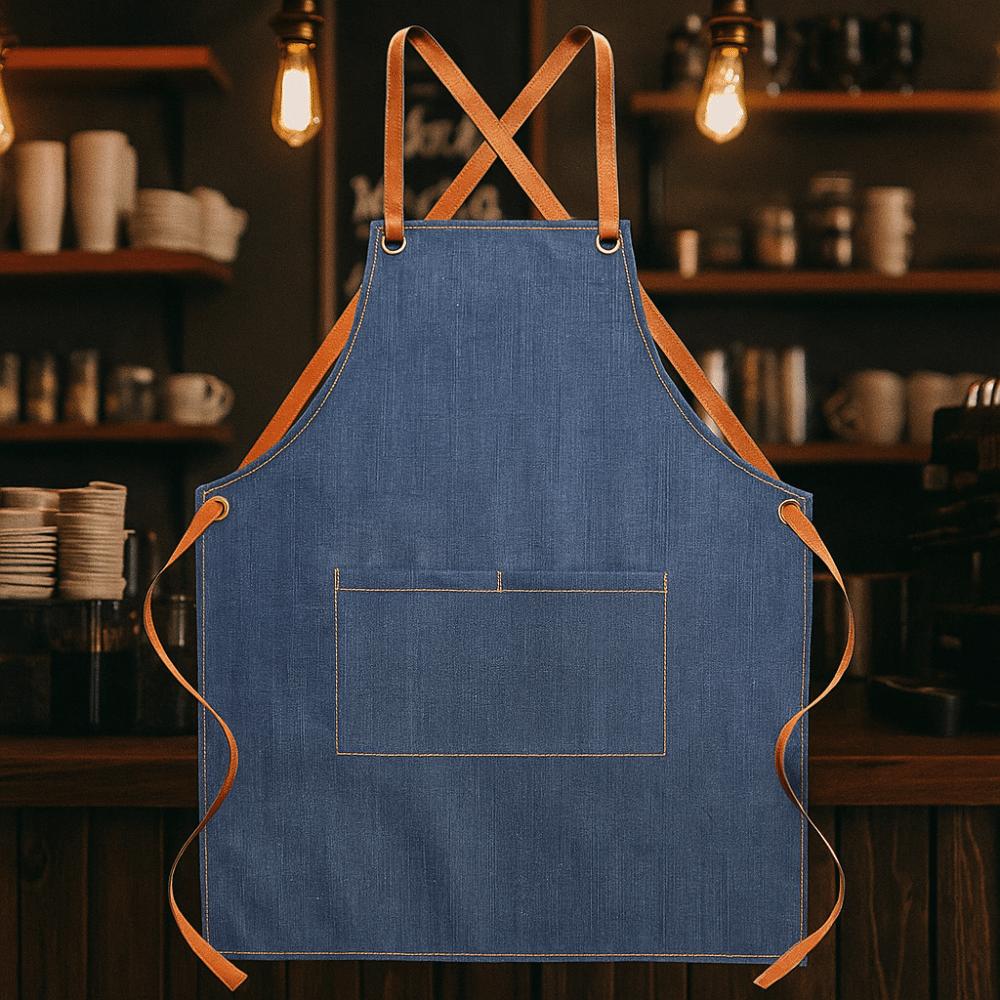 Dirt-resistant Cross Back Denim Apron with Pocket Studio Work Clothes  Bartenders