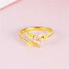 Adjustable Gold-Plated Peach Blossom Copper Ring - Women's Jewelry Gift