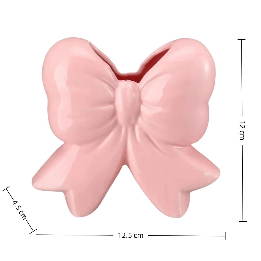 Bowknot Ceramic Vase Small Pen Holder Creative Makeup Brush Holder  Dry Flowers Ornament