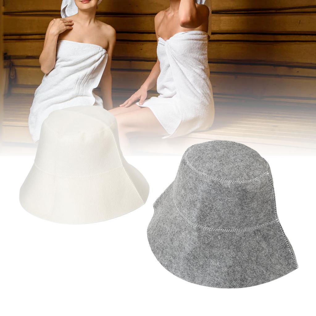 Sauna Felt Hat Head Protection Water Absorption Sauna Bath Hat Vaporarium Hat for Men and Women White and Grey