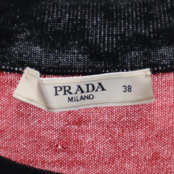 PRADA Made in Italy wool silk blend Short sleeve design knit 38 ribbon Women Used