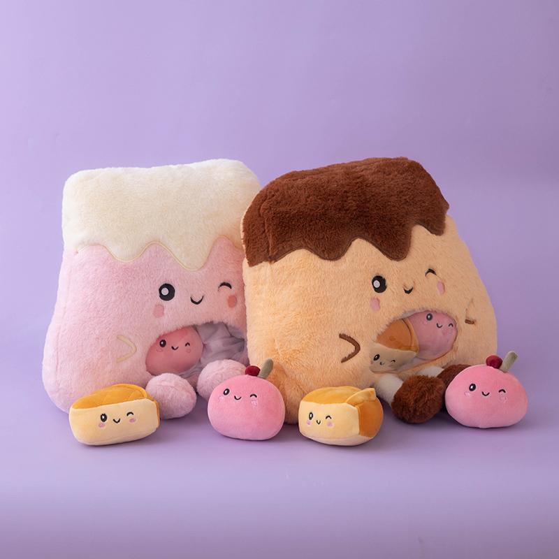 A Bag of Food Snack Pudding Plush Pillow Cartoon Mini Fruit Candy Dolls Stuffed Toys Sofa Cushion Christmas Birthday Gift