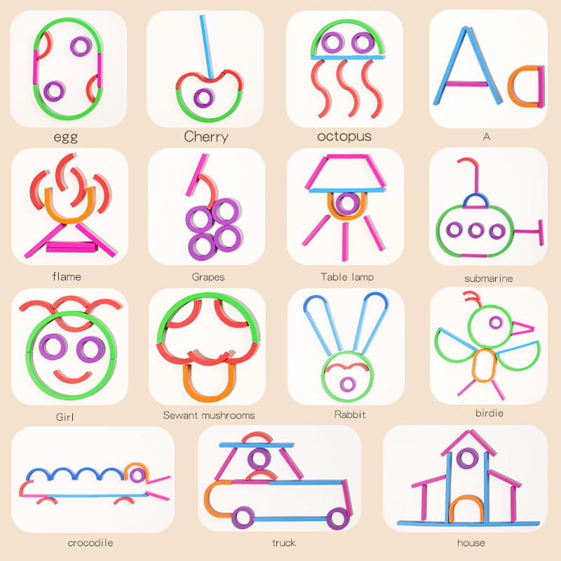 1 Set Montessori Early Educational Toys Wooden Creative Sticks And Rings Iron Box Puzzle Logic Thinking Game For Children