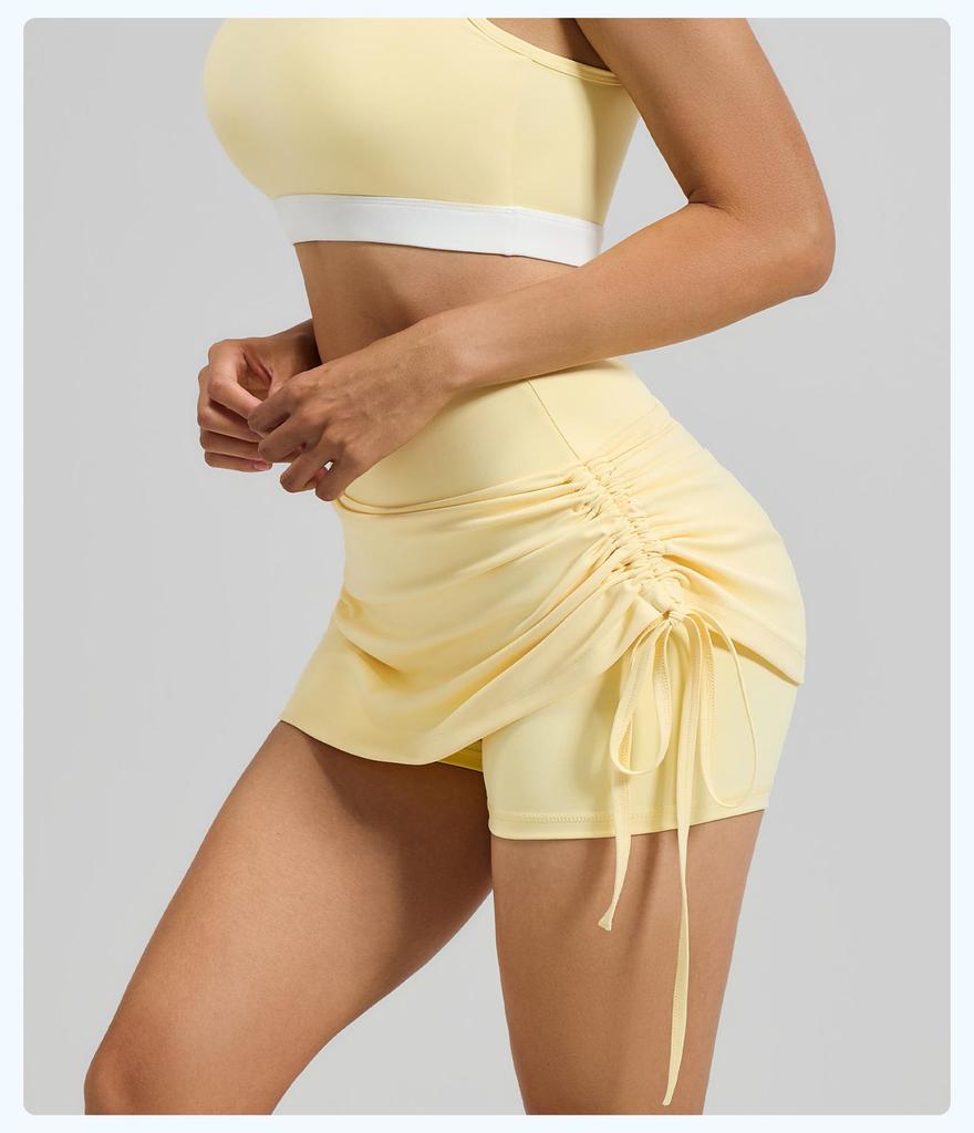 Damen High-Waist Sportrock mit Rüschen und Anti-Exposure Yoga-Shorts - Dehnbar, Atmungsaktiv, Neue Sommerkollektion
