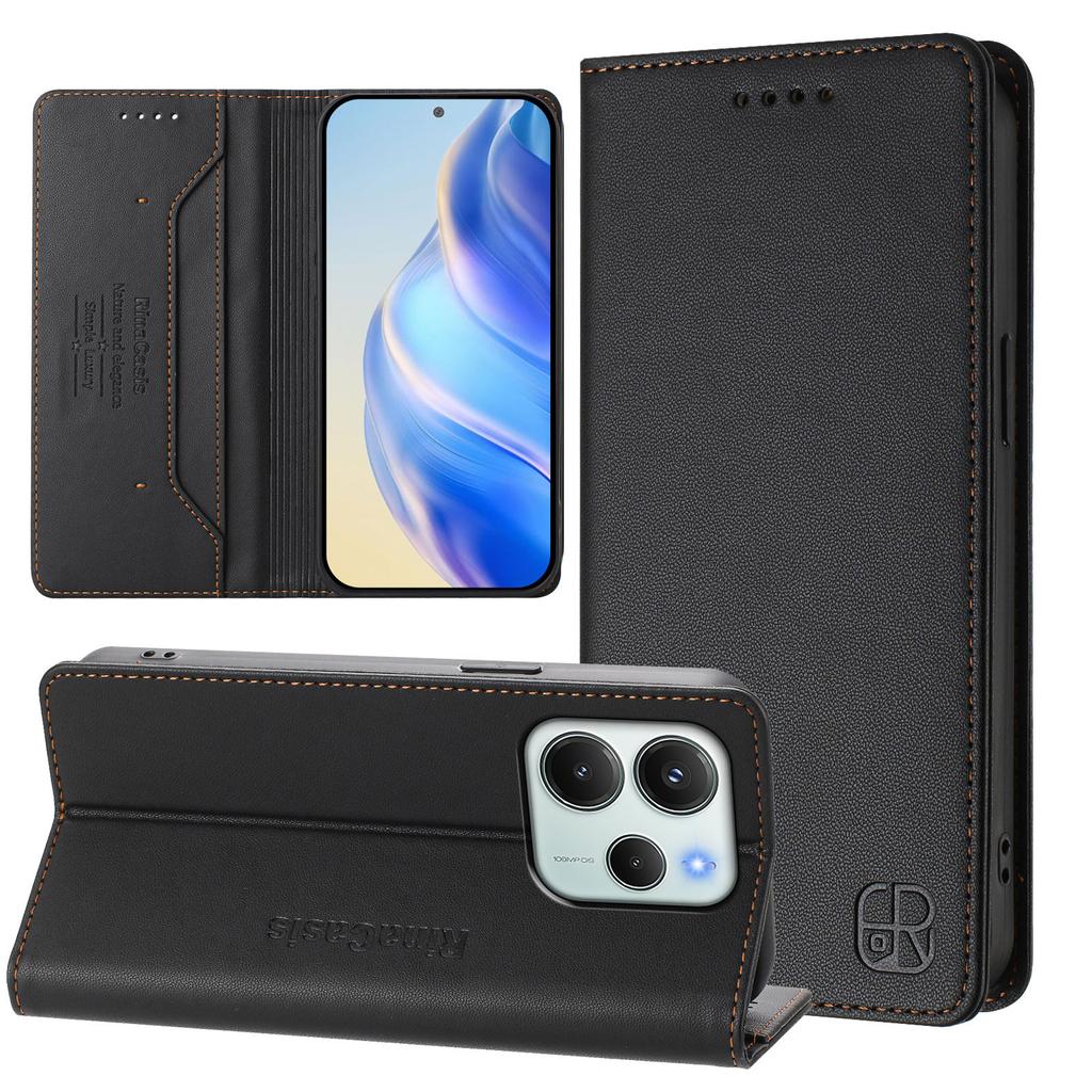 For Xiaomi Redmi Note 14 4G (164.84mm) Leather Case RINACASIS RC01 Phone Cover with RFID Blocking Wallet Stand