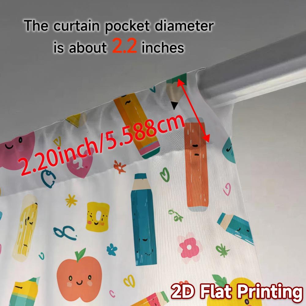 2D Flat Printing  JIT 2pcs   Curtains (Without Rod) Colorful Doodles Modern Curtains Roller Blinds Versatile Durable Polyester
