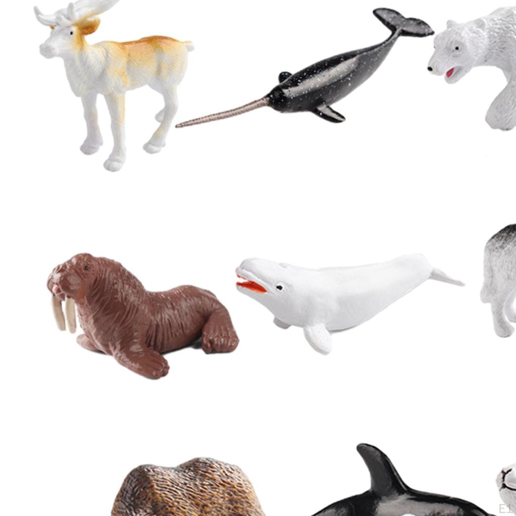 12x Arctic Animal Figures Toy Development Playset Valentines Day Gifts for Kids Holiday