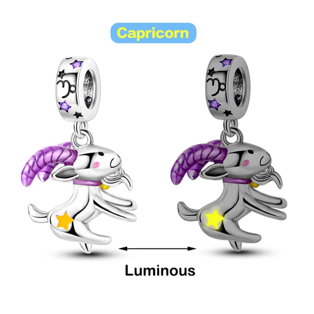 Copperluminous Twelve Constellations Leo Capricorn Charms Beads Fit Original Bracelets For Women Diy Fine Jewelry