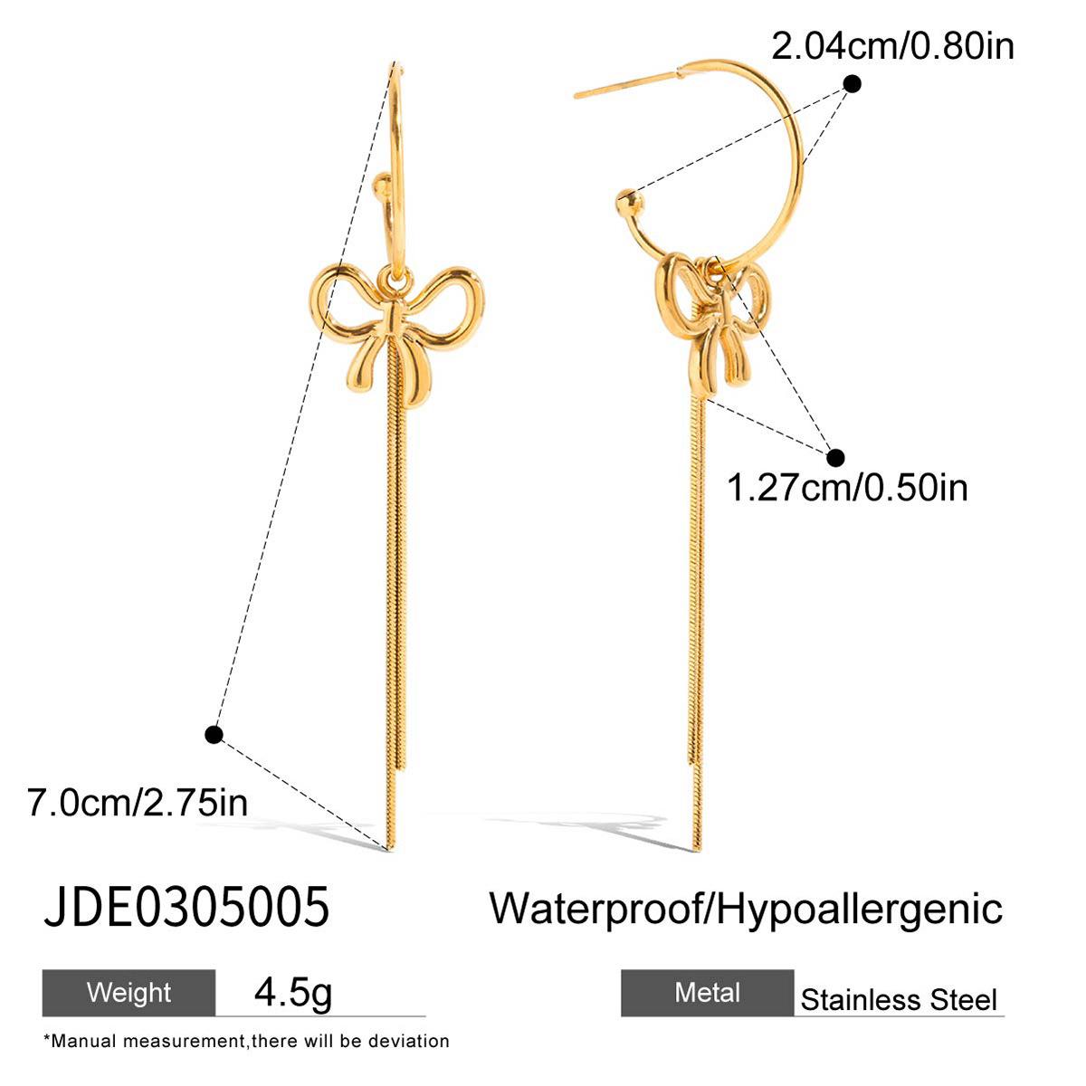 European and American bows, stainless steel fringed earrings, earrings, popular titanium steel