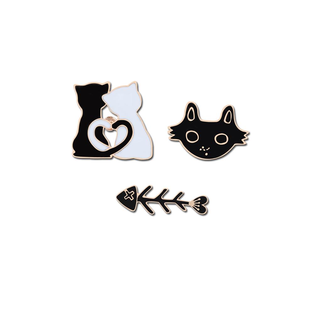 3-4pcs/set Cute Animal Brooch Cartoon Unicorn Cat Dog Monkey Fish Enamel Pin Backpack Clothing Badges Jewelry Children Wholesale