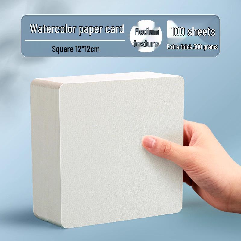 300g Watercolor Postcard Paper - Thick, Medium Rough Texture, Wood Pulp, Square, Blank Cardstock for Painting and Drawing