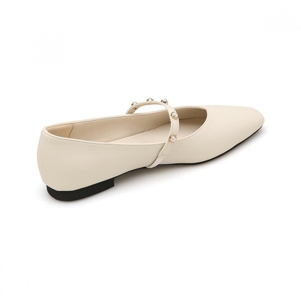 Misope Women Pearl Decor Flat Shoes 1.5cm 012235703