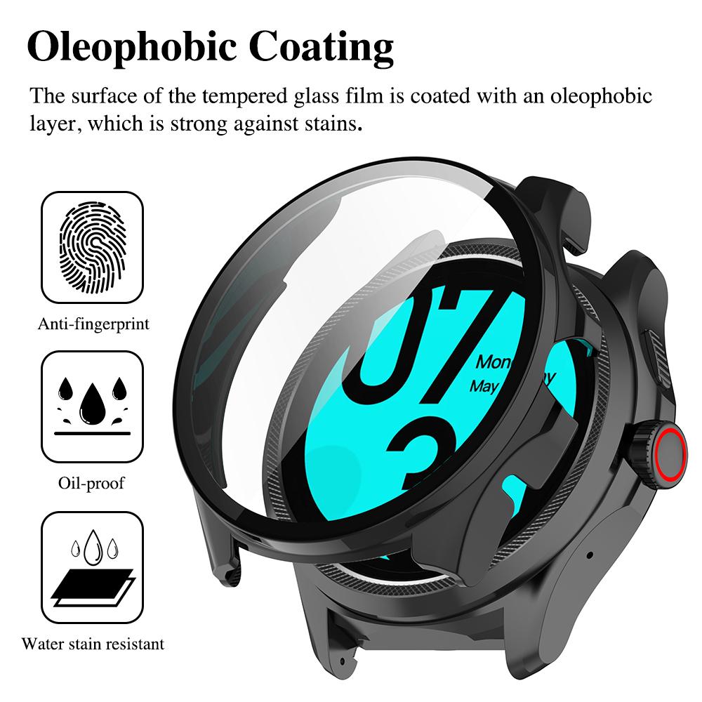 Glass+Hard Case for TicWatch Pro 5 Screen Protector Tempered Glass All-around Bumper Protection Cover Shell Accessories