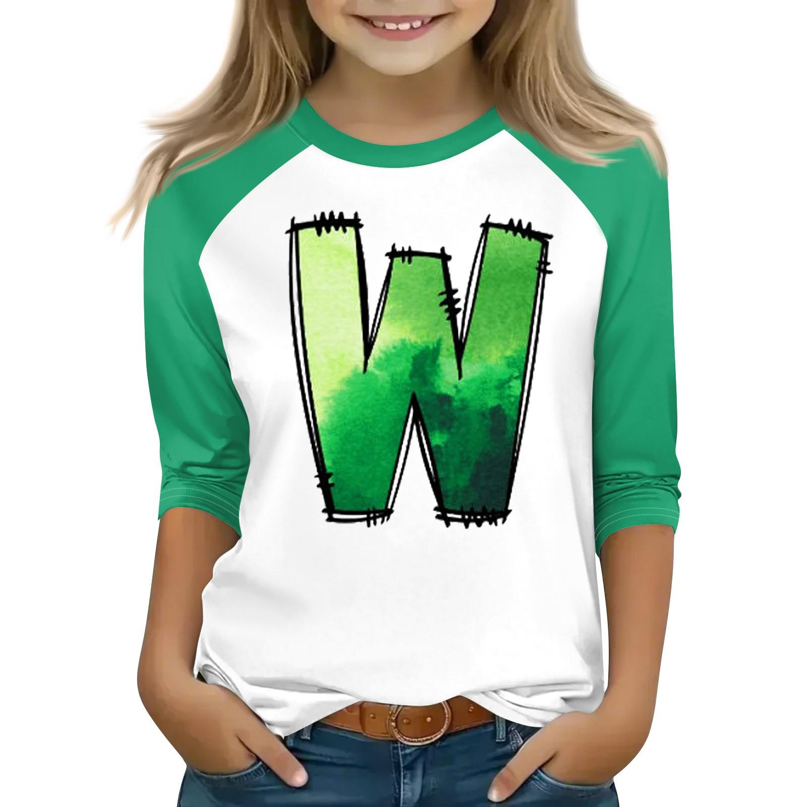 

Топы для девочек 4-16 лет с круглым вырезом и рукавами 3/4 Футболки Модные топы Наряды Футболки 120