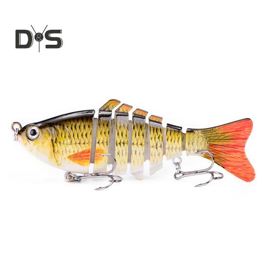 10CM/15.3G Multi-Jointed Fishing Lure with Hooks Realistic 7-Section Swimbait Plastic Artificial Bait Freshwater Saltwater Fishing Accessories