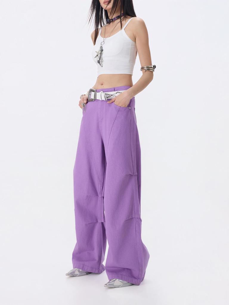 Tuogu Trend American Retro Spicy Girl Scimitar Wide-Leg Cargo Pants - Versatile, Slimming, Spring Style