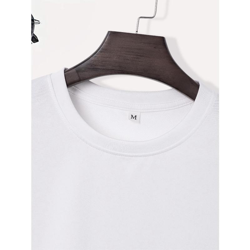 Crewneck Tee Men T-Shirt | White Casual Comfortable Loose T-Shirt For Summer, Regular Fit, Short Sleeve, Slight Stretch Fabric, Perfect For Daily Wear