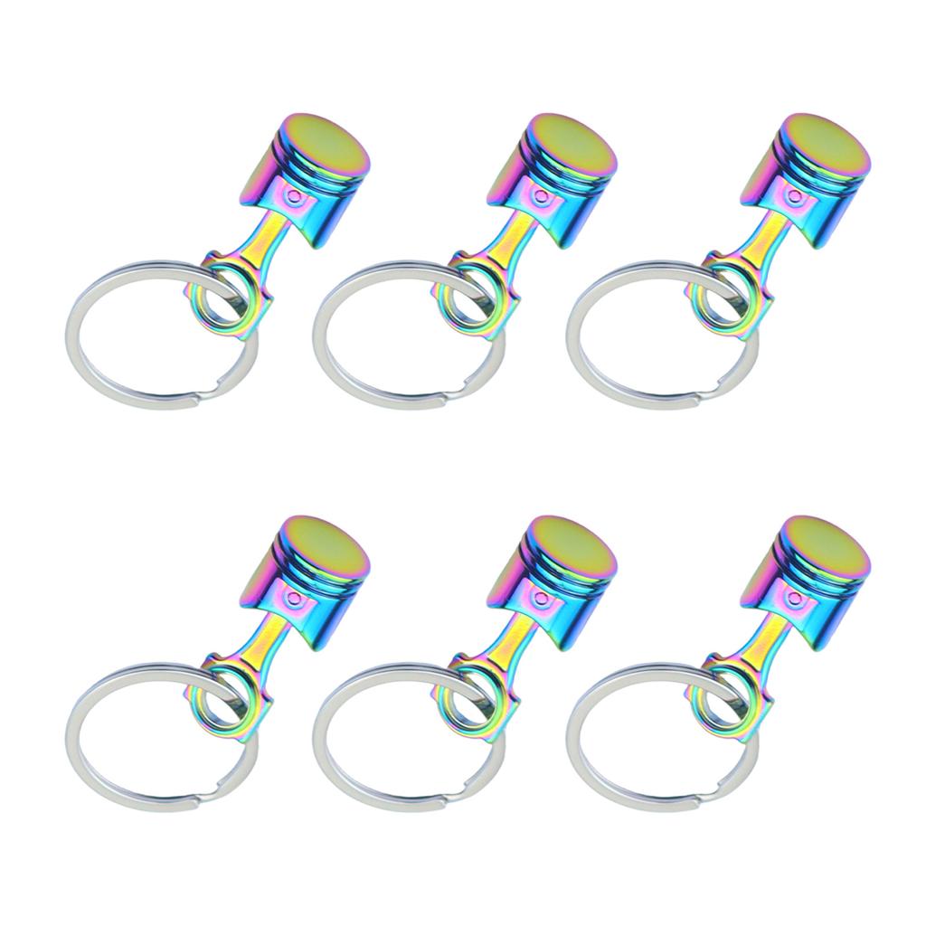 6Pcs/set Heavy Duty Alloy Car Engine Piston Keychain for Automotive Enthusiasts Mechanical Design Keyring Gift