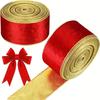 5 Yards Gold Trim Wired Ribbon Lightweight Fabric Swirl Ribbon New Christmas Gift Bow Ribbon