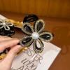 Korean Style Flower Pearls Shark Clip  Shiny Hair Claw Rhinestone Shark Clip  Headwear