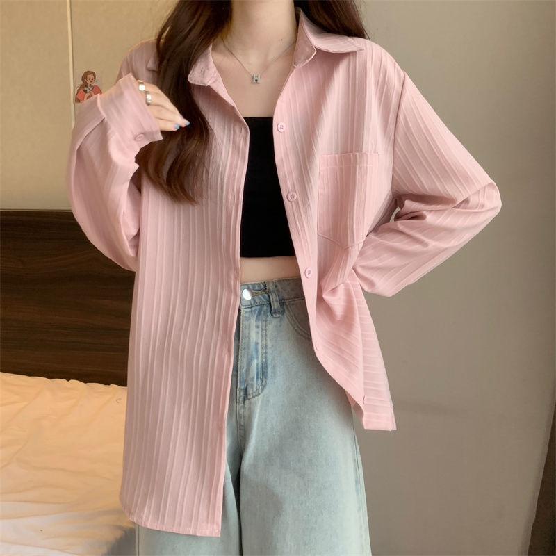 White Long-sleeved Shirt Top for Women with A Sense of Design In A Lazy Style Loose-fitting Slimming  Elegant Temperament Cardigan