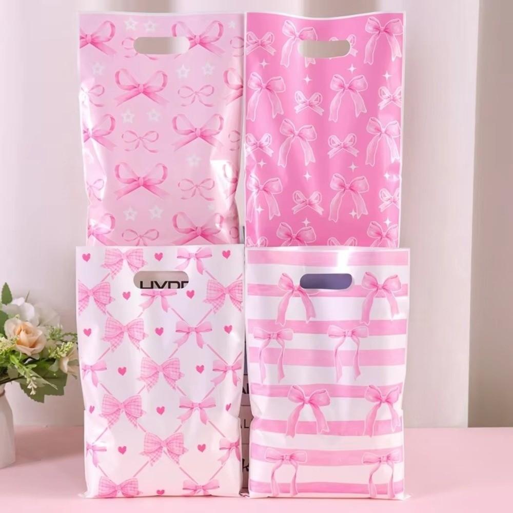 50Pcs New Pink Bow Gift Bag Birthday Party Shower Supplies Candy Bags Jewelry Bag Gift Bags For Girls Bridal Engagement