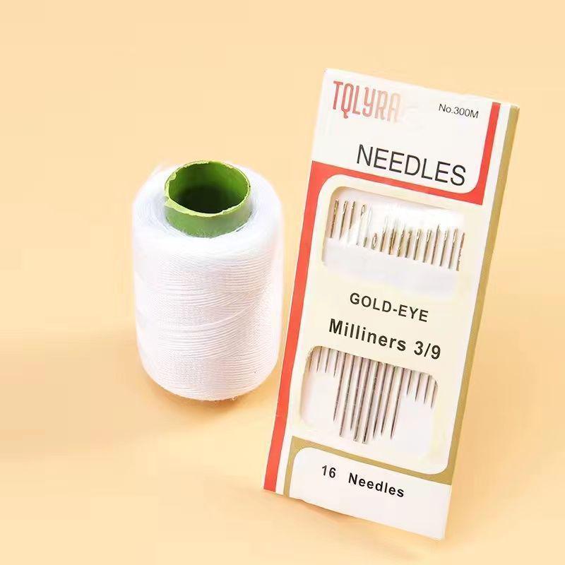 Sewing and Mending Kit: Needles, Thread, Black & White Hand Sewing Essentials.