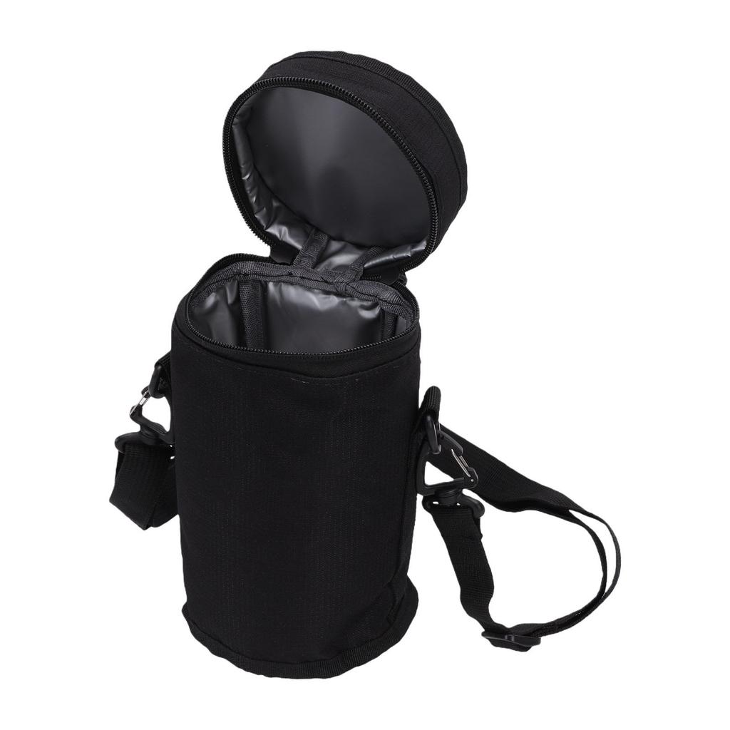 Water Bottle Sleeve 1L Portable Insulated Water Bottle Carrier Bag with Shoulder Strap for Hiking Running Camping Black