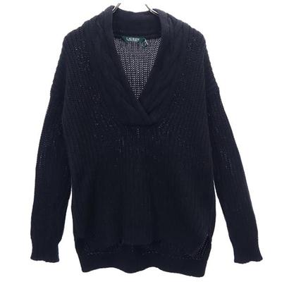 Cable Knitting Long Sleeve V-neck Cotton Knit Sweater XXS Women Used