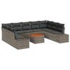 Garden Sofa Set with Cushions 10 Pcs Grey Poly Rattan
