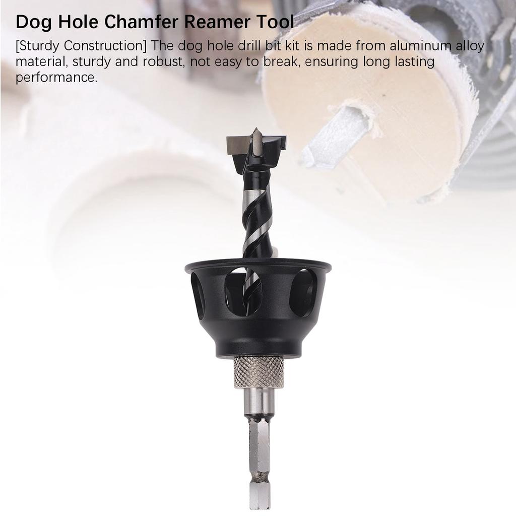 19mm Drill Bit Dog Hole Chamfer Tool Set 19mm Drill Bit Vertical Drilling Locator Bench Dog Hole Chamfer Reamer Tool